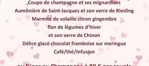 Menu de la Saint Valentin 2016