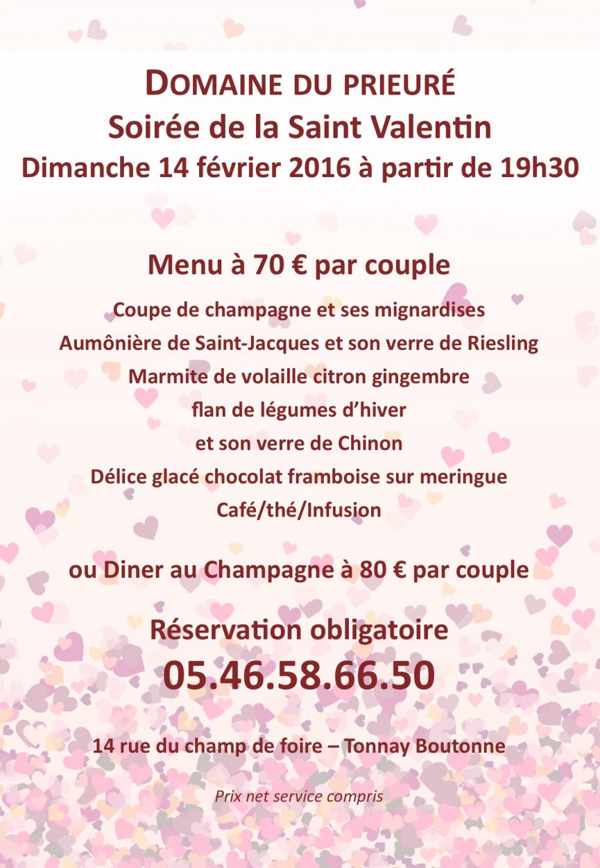 2016 soirée de la saint valentin au Domaine du prieuré