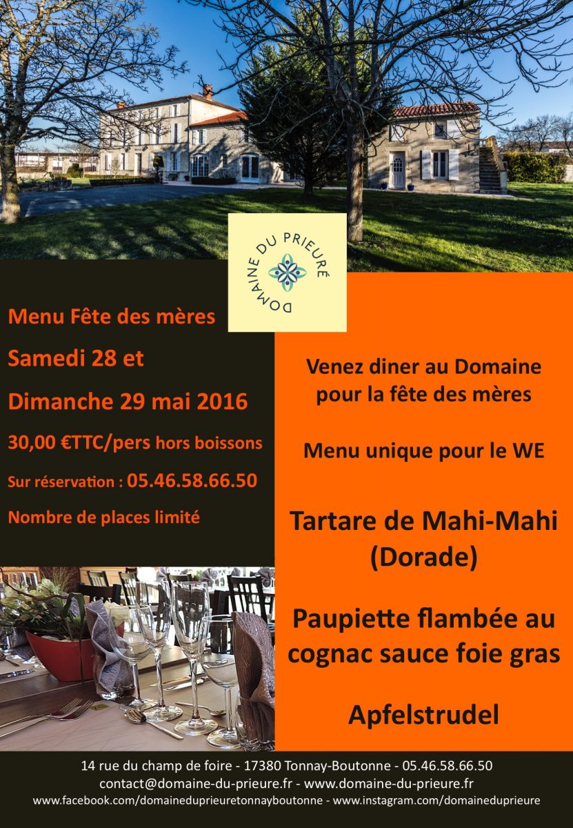 menu fete des meres 2016